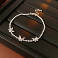 Bracciale tennis argento con tre ciondoli a farfalla scintillanti e zirconi - Bracciale Tennis Farfalla (37#) / Argento