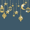 6pcs glittering gold Ramadan moon and star hanging ornaments for Eid festival decor - Glitter Style