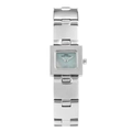 Montre carrée argentée pour femme avec cadran nacré vert clair et bracelet à maillons - Bleu Argenté