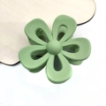 Matte green flower hair claw clip with hollow five-petal design for stylish ponytails - Large Hollow Flower Style / Light Green