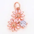 Pendentif marguerite en émail rose avec zircon blanc en finition or rose pour bijoux - Style H / Or rose