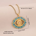 Collana in acciaio dorato con ciondolo occhio smaltato blu e pietra preziosa bianca - 1# Collana Blu