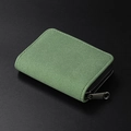 Fruit green suede minimalist card holder wallet with high-quality zipper closure - 9 Card Slots / Matte Green