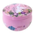 Pink 2.2oz tinplate storage box featuring a cute unicorn pattern and floral design - D33-Pink Unicorn