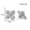 Silver flower stud earrings in stainless steel with weight and size dimensions - Silver (ER-1590 Flower Shape)