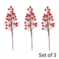 3er-Set künstliche rote Beerenstiele für Weihnachts-DIY und festliche Dekoration - 18CM Rote Beeren Zweige (3er Set)