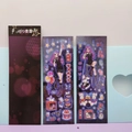 Detail of cute purple anime girl stickers and black packaging with laser finish - Mic King
