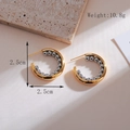Minimalistische C-förmige Stern-Ohrstecker im zweifarbigen Gold-Silber-Design - Abnehmbar Rund Gold