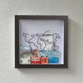 Travel shadow box frame with world map sculpture, souvenirs, tickets and postcards - 20*20cm Map Style / Black