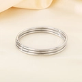 Three-piece set of silver polished 3mm stainless steel round bangles for stacking - 3-Piece Set Steel Color