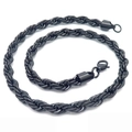 Collana a catena a fune nera in acciaio al titanio con chiusura a moschettone - 8mm / Nero / 50cm