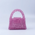 Handgefertigte lila Perlenhandtasche mit geometrisch gewebten Acrylperlen in Trapezform - Lila