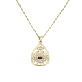 Collar de corazón de ojo turco chapado en oro con cristal de circón azul y cadena fina - Ojo de la Suerte Azul en Forma de Gota de Agua