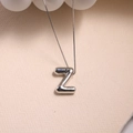 Polished silver balloon style letter Z pendant necklace with classic box chain - Letter Z - Silver
