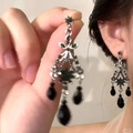 8# Silver Earring Post - Coffee Gold - Black