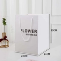 White gift bag with clear window and flower text in minimalist 33x24cm size - FLower-Ritual Sense / 24x24x33cm