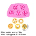 Pink 5-cavity silicone mold for DIY miniature dim sum cakes and clay handicrafts - 5-Hole Chinese Pastry Shaped Mold (B810) / Pink