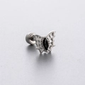 Gothic butterfly cartilage stud earring with black zircon in silver titanium steel - Hollow Mesh Butterfly (A82-6#)