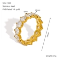 Détail d'une bague éternité plaquée or 18k avec zircons de 6mm et ses spécifications - US 7 / Style Éternité Plaqué Or 18K (ZR1982G)