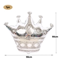 Large silver crown foil balloon for party decor 98x90cm metallic birthday balloon - Large Crown Silver
