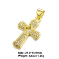 Ciondolo a croce dorata con pietre di zircone e inserto in abalone, 21x14mm - Croce Oro-Intarsio di Zirconia (21.0*14.0mm)