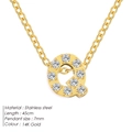 14K Gold plated stainless steel letter Q pendant necklace with zircon inlay for women - Letter Q / Gold