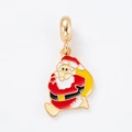 Pendentif Père Noël coloré avec cadre en métal doré et émail vibrant pour bijoux de vacances - Père Noël