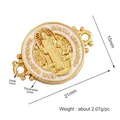 Connettore medaglia San Benedetto dorato 21mm con smalto bianco per creazione gioielli DIY - Ovale Religioso Bianco / M589804-Bianco