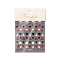 Embossed heart nail art stickers in red black and white colors with love lettering - Three-Color Heart (TA 606)