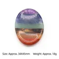Oval 7 chakra healing crystal stone in rainbow colors, 34x45mm size for meditation - Concave Thumb Stone