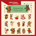 30-piece Christmas party washi stickers set featuring gingerbread man and gold foil bears - Christmas Pets