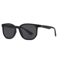 Classic black square polarized sunglasses with carbon fiber texture on temples - Black Frame Black Lens