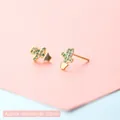 Miniature golden cactus stud earrings with green zirconia, measuring 0.6cm in length - Cactus