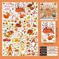 9-sheet set of Thanksgiving window clings with turkey, maple leaves, and pumpkin designs - Thanksgiving Straw Hat Turkeys 9-Sheet Set