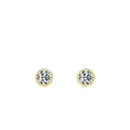 Elegante s925 zilveren oorknopjes met ronde zirkoon en gouden afwerking - 925 zilver / Goud