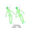 Neon green skeleton drop earrings for Halloween, lightweight resin holiday jewelry - Resin Skeleton 1 Green
