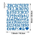 Autocollants bleus lettres et chiffres de 2,5 cm, planche 22,9x19,3 cm pour DIY - Écriture Manuscrite Bleu Foncé (P224)