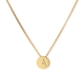 Collier en acier inoxydable doré avec pendentif circulaire gravé de la lettre A - Lettre A (KN118639-K)