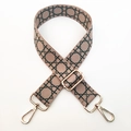 Detail of adjustable wide shoulder strap featuring pink and green geometric weave patterns - Khaki