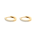 Polished gold plated hoop earrings with cubic zirconia stones for women - April White - Gold