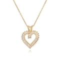 Elegante collar de corazón dorado con circonitas de corte baguette en una cadena minimalista - Corazón con incrustaciones de circón rectangular