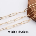 Golden 18K plated paperclip chain with 0.6cm width link for DIY jewelry making - C12608 Width 0.6cm