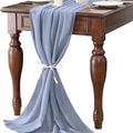 Elegant blue chiffon table runner with delicate texture for wedding and hotel decor - Navy Blue