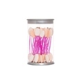 Double-sided latex sponge eyeshadow brush in a transparent pink container - 6.5cm Purple Handle Skin White Sponge - 25 Pcs Tube