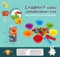 36-piece rainbow animal counting toy set with 6 colorful sorting bowls and plastic tweezers - Animal Series Set 2 36 PCS