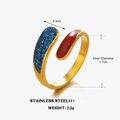 Anillo ajustable de acero dorado con detalles de gotas brillantes en azul y rojo - Brillo Azul y Rojo (Estilo 2)