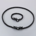 Detalle de la cadena bizantina negra de 6mm en acero inoxidable con cierres de dragón - Collar + Pulsera / Set de Circonita Negra