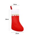 Dettaglio calza di Natale rossa con paillettes dorate e dimensioni indicate 16x36x23cm - Calza di Natale Classica (RW101A) / Corpo Rosso Polsino Bianco