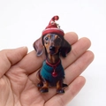 Pendentif teckel en acrylique avec bonnet de Noël et pull vert pour décor de fête - 2# Chien au pull bleu
