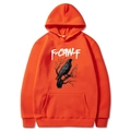 Bright orange pullover hoodie featuring a black crow graphic and F-CAW-F white lettering - Orange